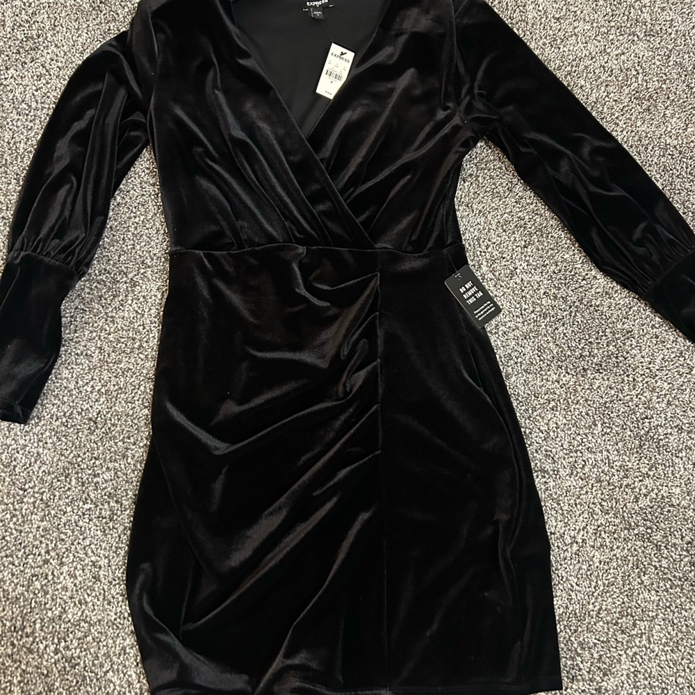 Elegant Black Velvet Wrap Dress